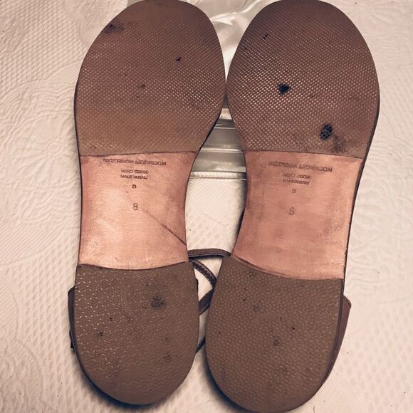 SIGERSON MORRISON tan ankle strap flat sandal 8 - Picture 5 of 7